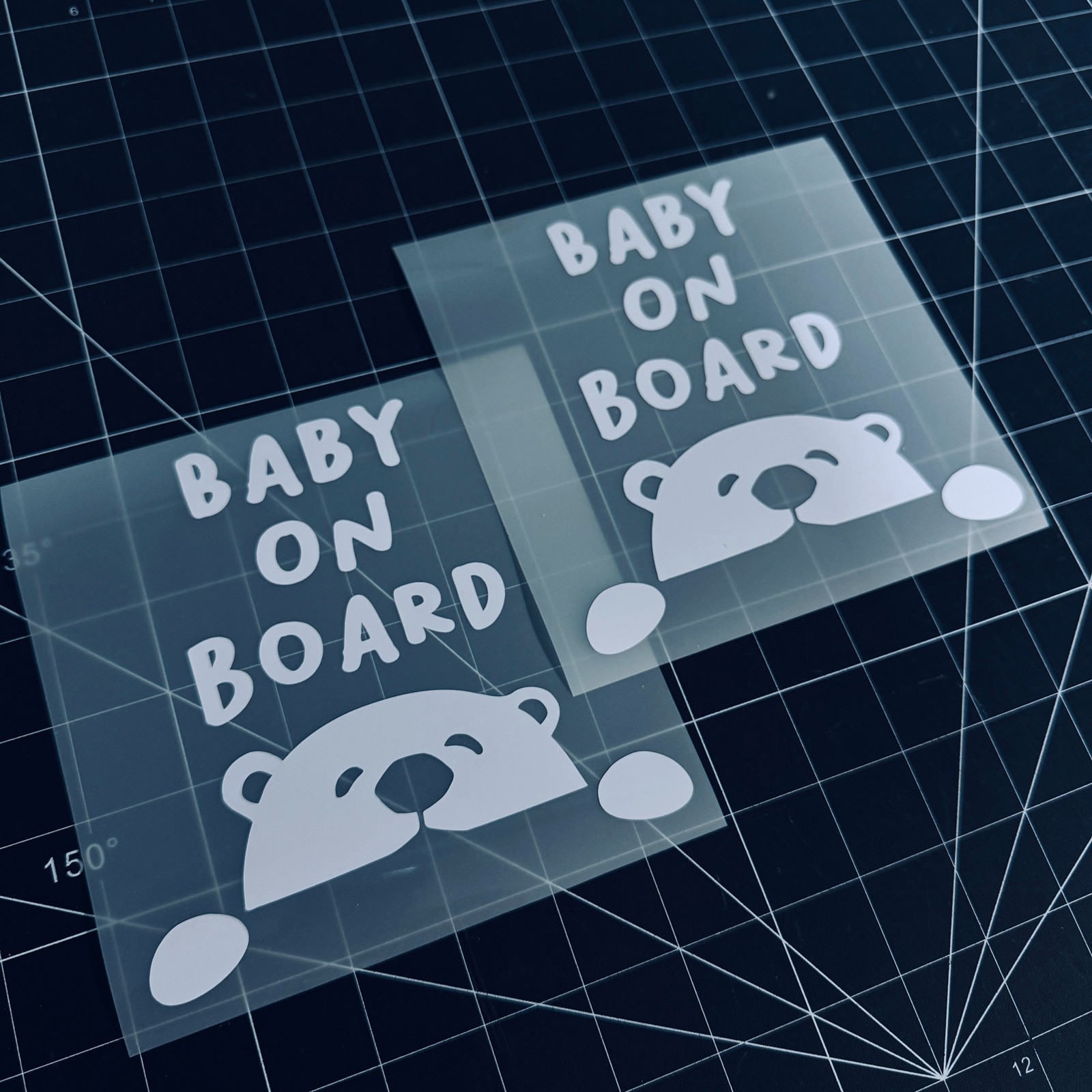 Handmade Baby on Board Bear Car Decal Sticker – Vinyl White Black Yellow