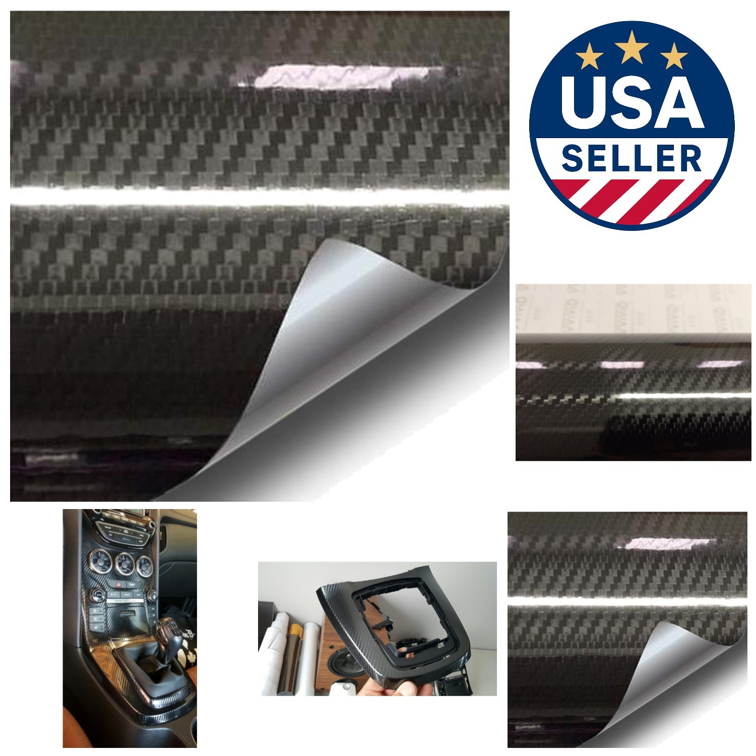 Scratch-Resistant Black Carbon Fiber Vinyl Wrap 3ft x 5ft – DIY Easy Application