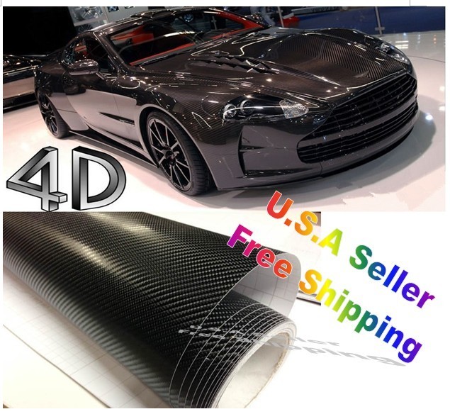 GB 4D Carbon Fiber BLACK Vinyl 12″ x 60″ Vehicle Wrapping Sticker Sheet AIR FREE