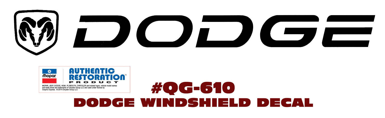 QG-610 DODGE TRUCK – DODGE WITH RAM HEAD – WINDSHIELD DECAL – LICENSED