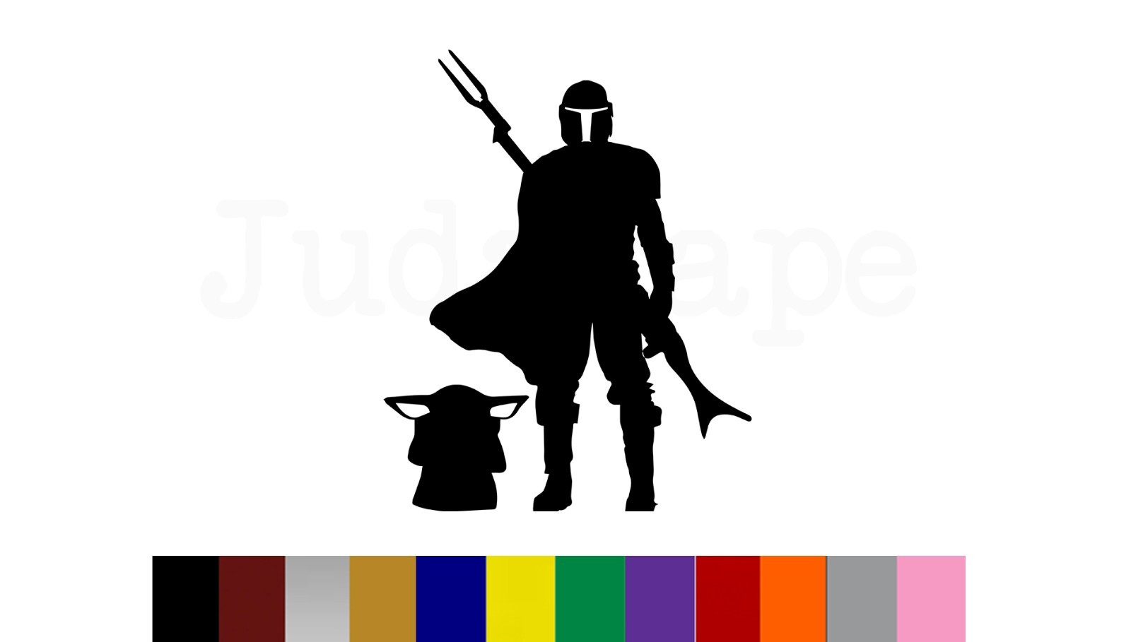 Mando and Grogu Silhouette Vinyl Decal Sticker Baby Yoda Car Truck Window