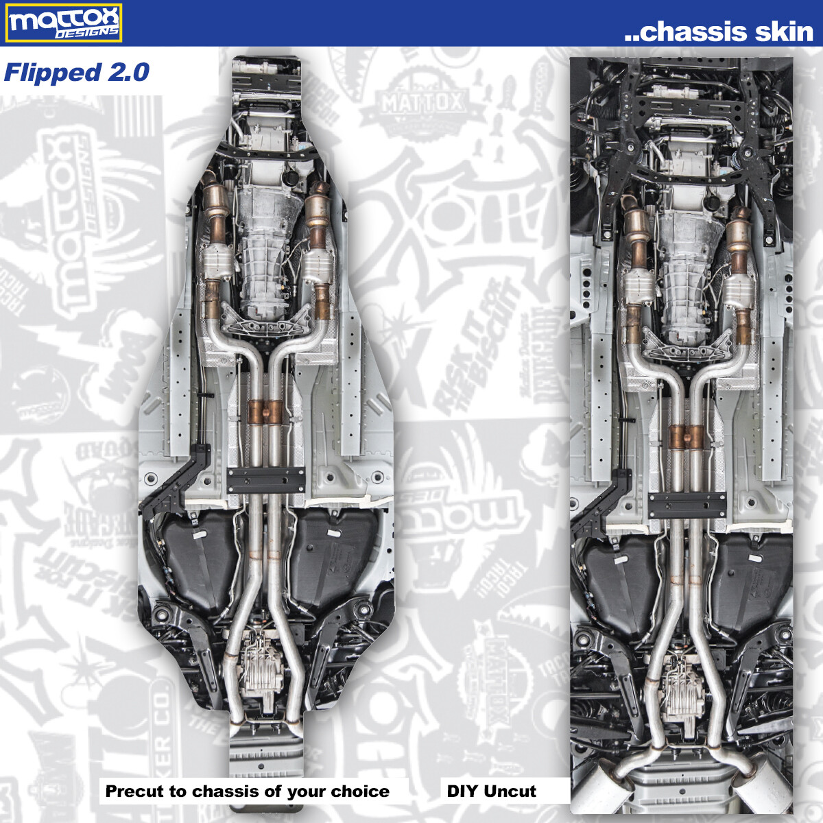 RC Car Chassis Skin-Choice of Thickness: (1) 18 mil Outdoor OR (1) 10 mil Indoor