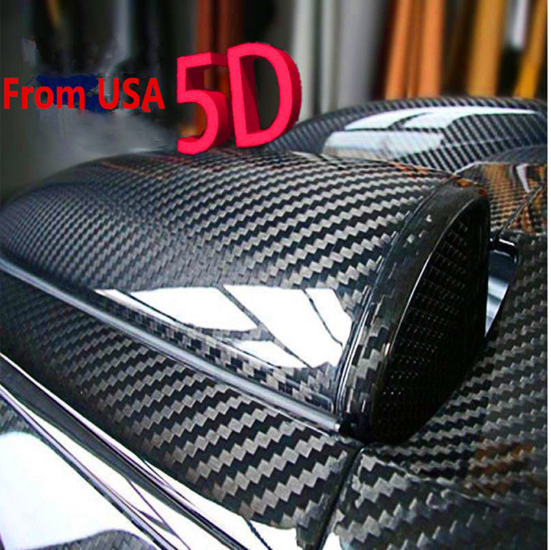 Auto Accessories 5D Gloss Black Pickup Carbon Fiber Vinyl Wrap Sheet Sticker