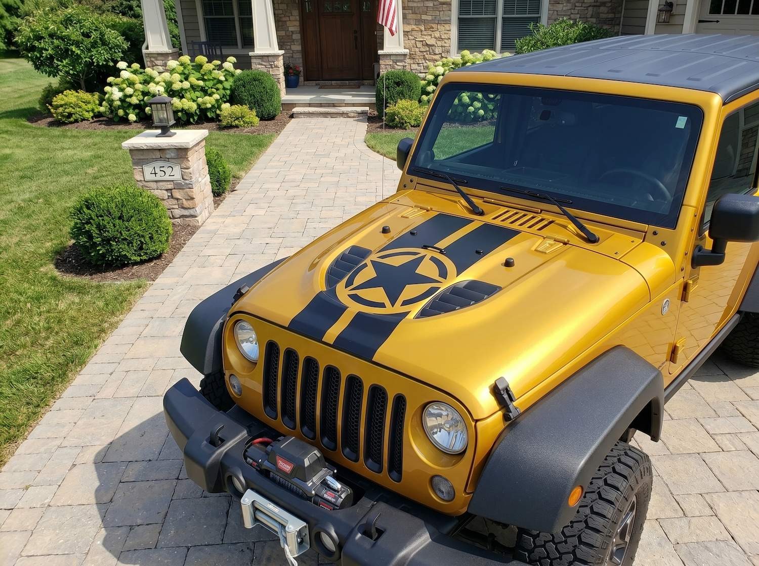 Star Stripe Hood Decal for Jeep Style Vehicles, Patriotic Vinyl Graphic Sticker