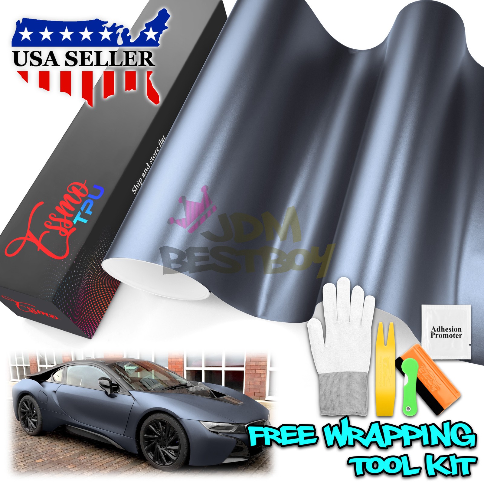 Matte Metallic Gray Blue TPU PPF Paint Protection Film Dry Wet Apply Vinyl Wrap