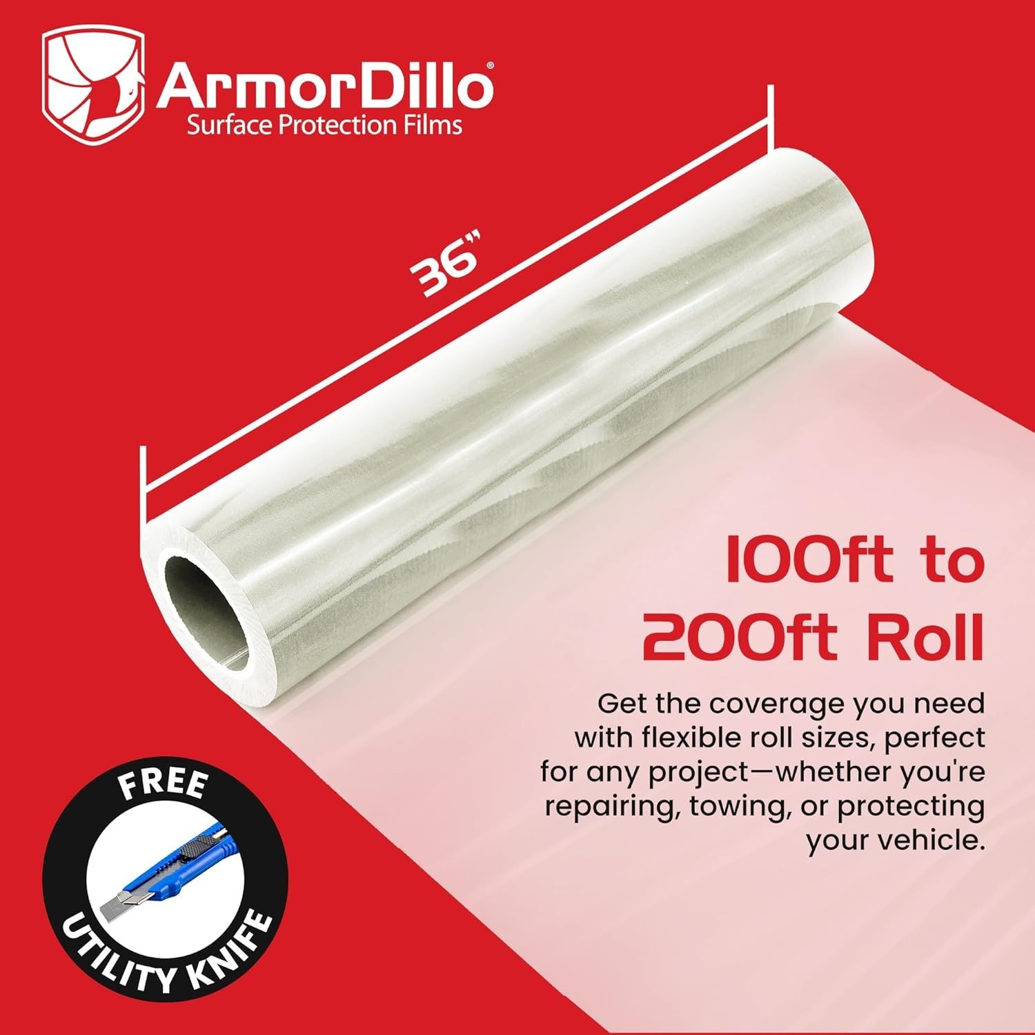 Durable High Tack Collision Wrap 36” x 100ft – 3 Mil Self-Adhesive Protection