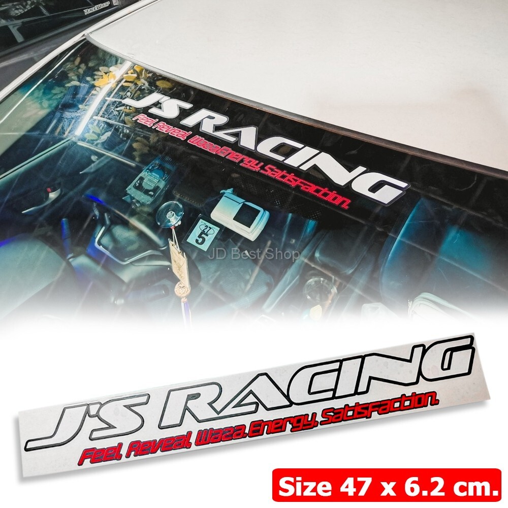 JDM Style J’s Racing GT Car Racing Windshield Top Size 47cm. Vinyl Sticker DiCut