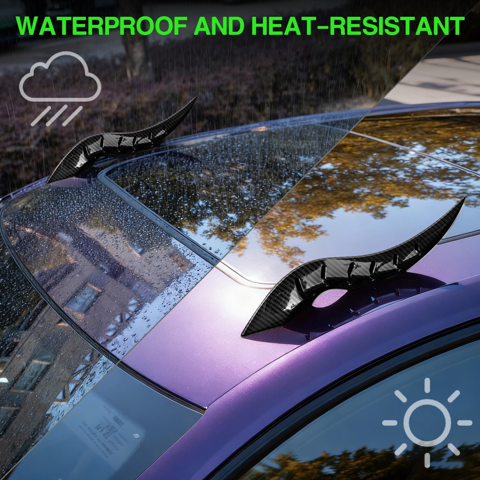2PCS 3D Dragon Horn Car Roof Decal – Creative Devil Horns for SUV, Sedan, Truck