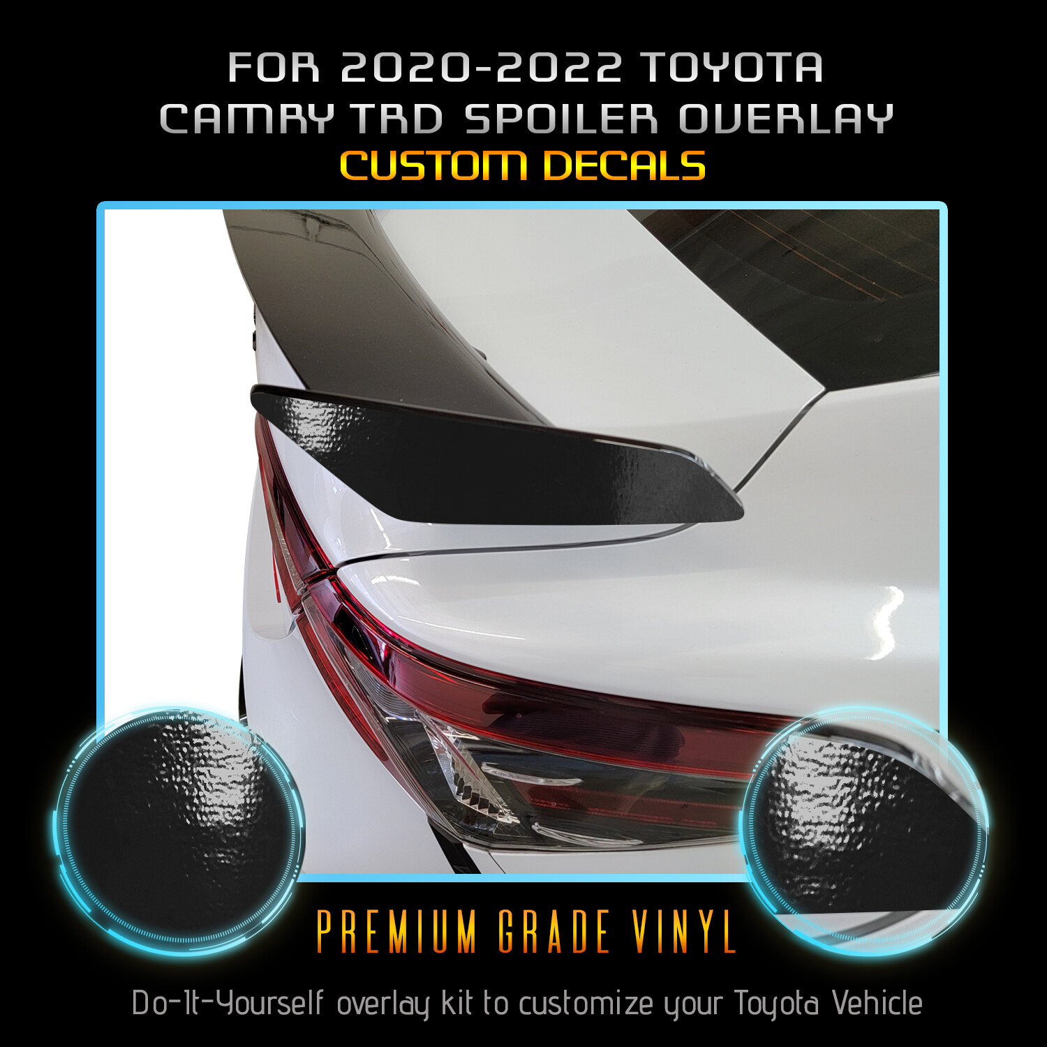 For 2020-2022 Toyota Camry TRD Spoiler Sides Graphic Overlay Decal Glossy Vinyl