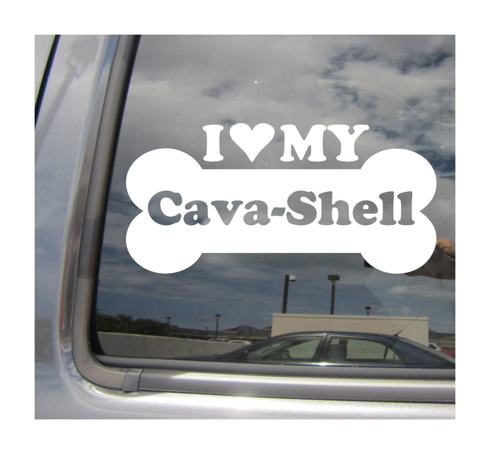 I Heart Love My Cava-Shell – Hybrid Dog Bone Car Vinyl Decal Sticker 13268