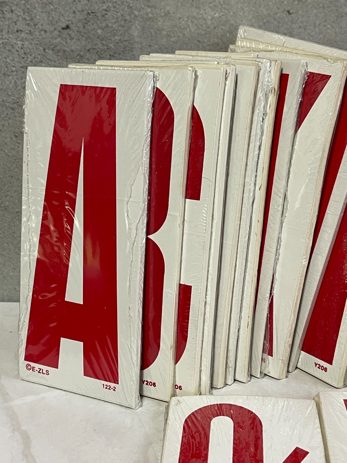 E-Z LETTERING Red/White 5 1/2″ Tall Windshield Letter Stickers – NEW SEALED