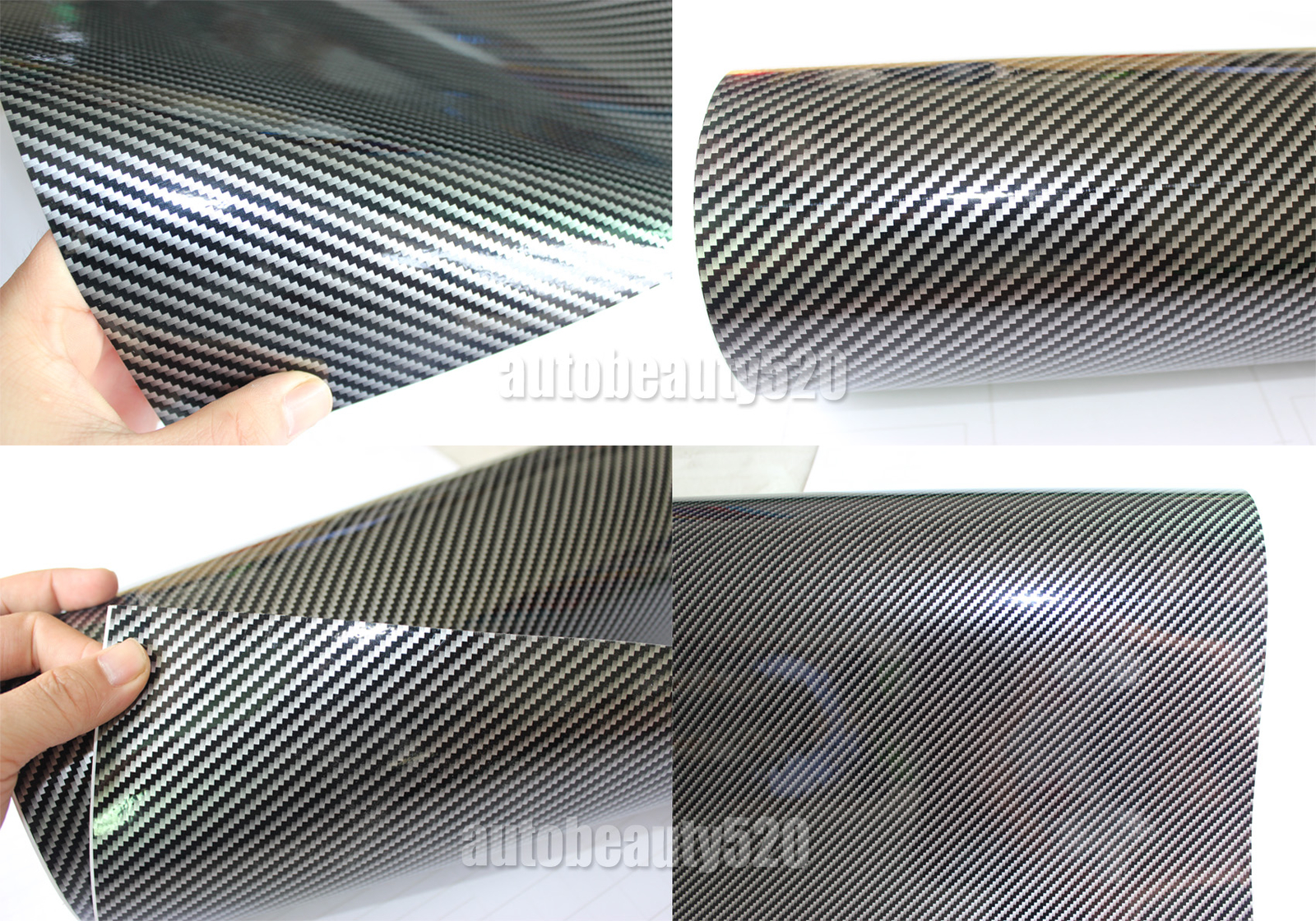 12″ x 50″ Car Glossy Smooth 2D Carbon Fiber Vinyl Wrap Sticker Decal Black Trim