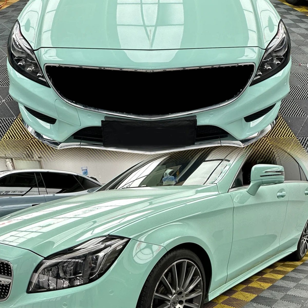 60″x50FT Crystal Mint Green PET Car Wrap Glossy Vinyl Roll Air Release No Bubble