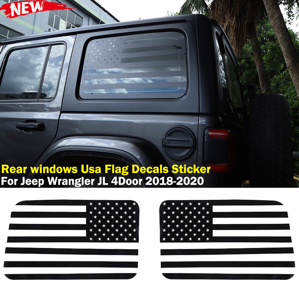 Side Window US Flag Sticker Rear Window Trim Cover 2018-21 For Jeep Wrangler JL