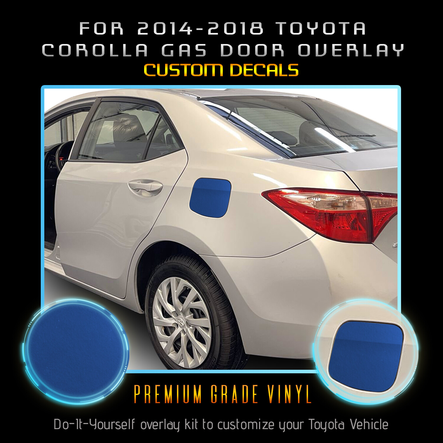 For 2014-2018 Toyota Corolla Gas Door Overlay Graphic Decal Satin Metallic Vinyl