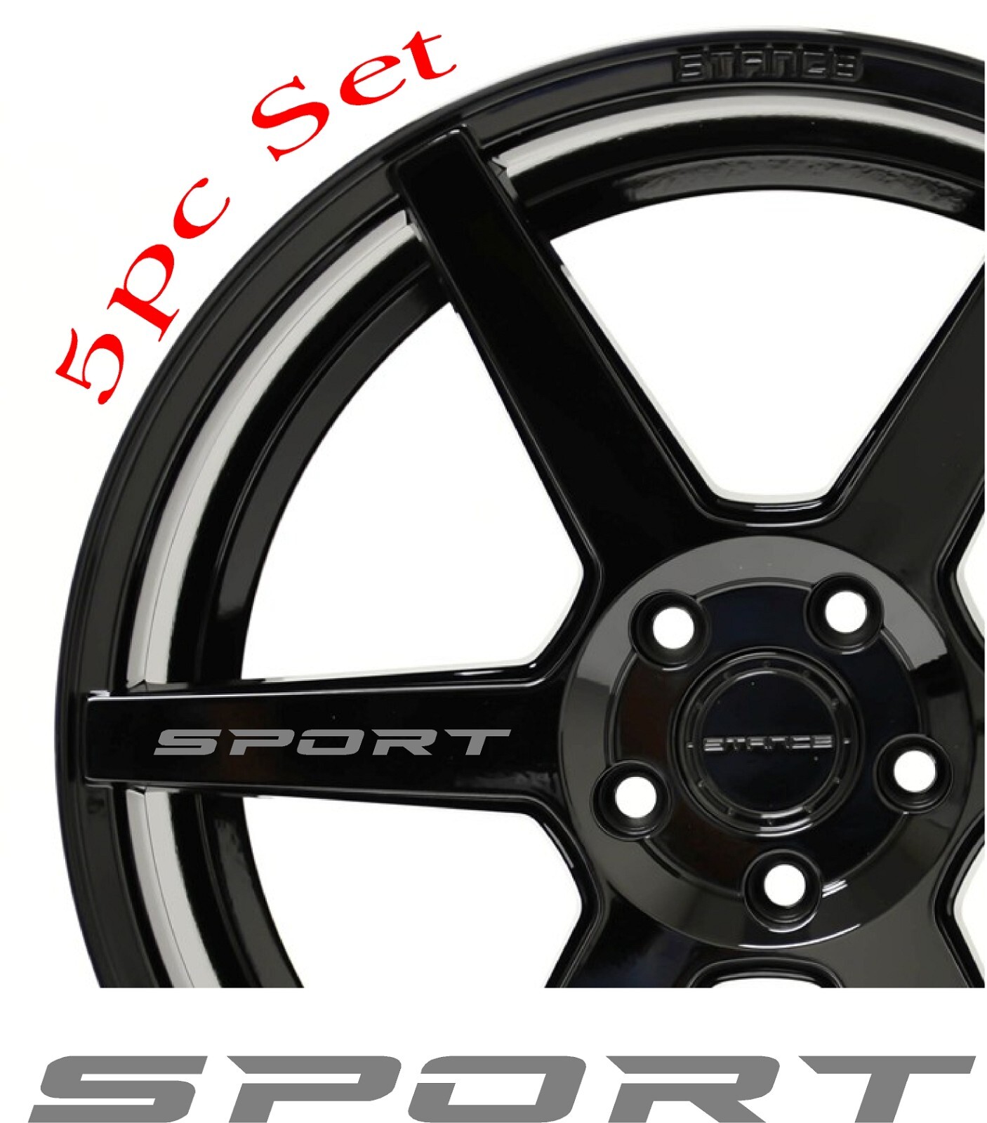 SPORT Decal Sticker Wheels Rims Racing Sport car Sticker Emblem logo 5pcs