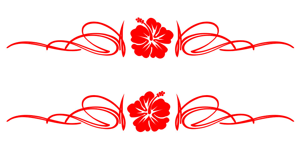 Hot Rod Hibiscus Pinstripe Decals – 1 Color – 15″ x 2″ – Set of 2 – Ships Free!