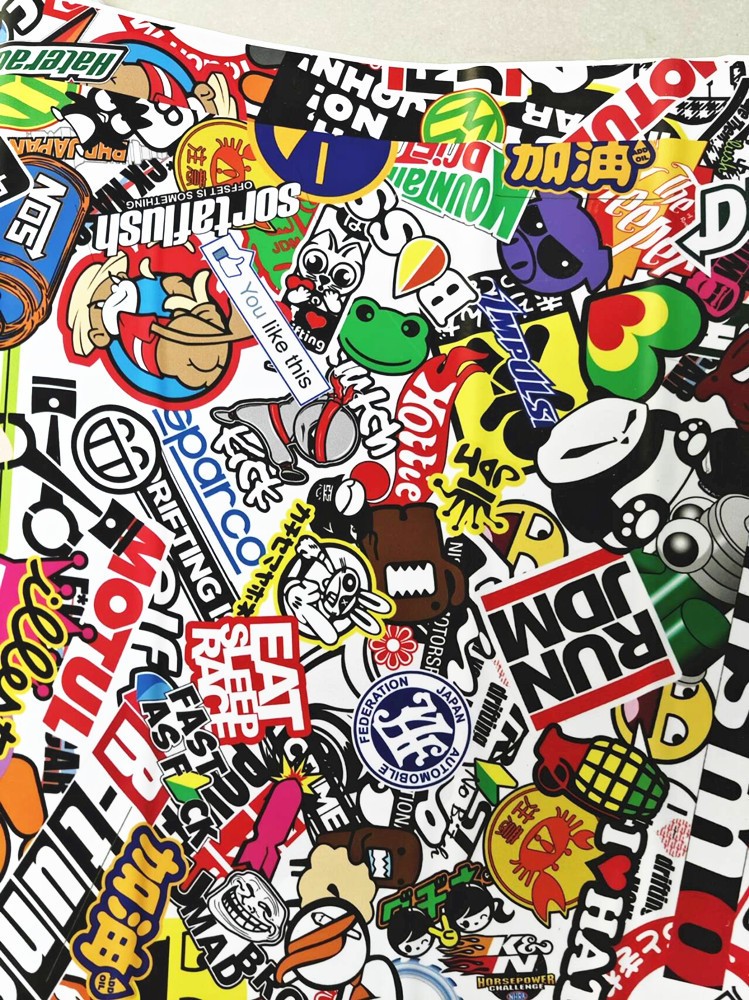 Car Body Sticker Decor Panda Cartoon Graffiti Bomb Vinyl Wrap Sheet DIY Decal