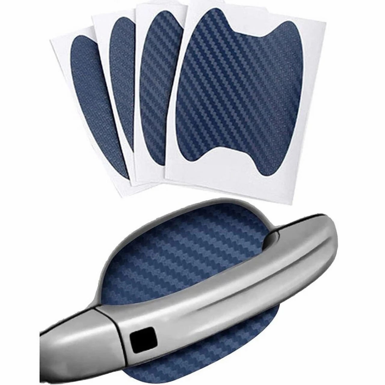 4Pcs Carbon Fiber Car Door Handle Anti-Scratch Protector Film Stickers Universal