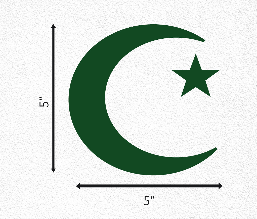 Islam Muslim Crescent Logo Moon Star Decal Sticker Choose Color and Size P1045