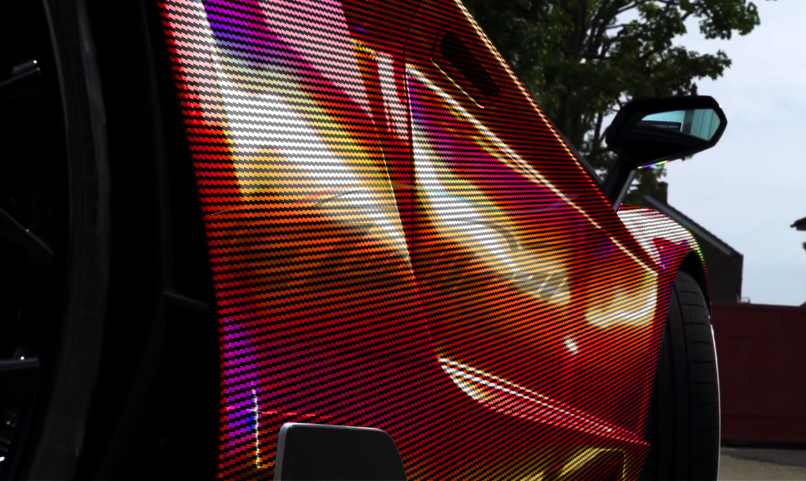 Holographic Carbon Fiber Red Laser Chrome Car Vinyl Wrap Sheet Decal Sticker
