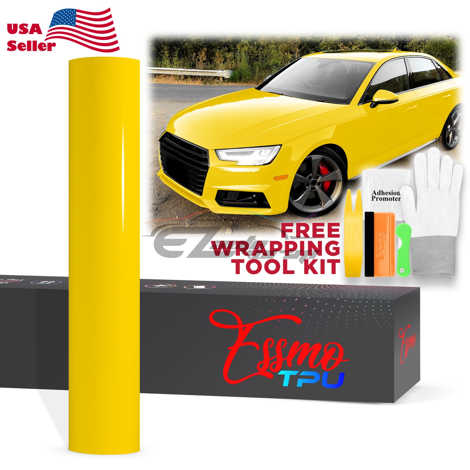 TPU Color Gloss Signal Yellow PPF Paint Protection Film Dry Wet Apply Vinyl Wrap