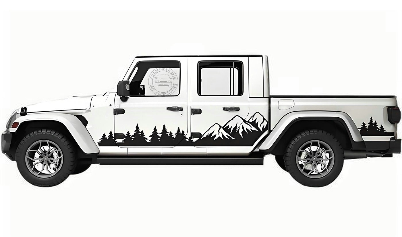 Graphics Snow Mountain Forest Landscape Sticker For Jeep Gladiator Side Decals