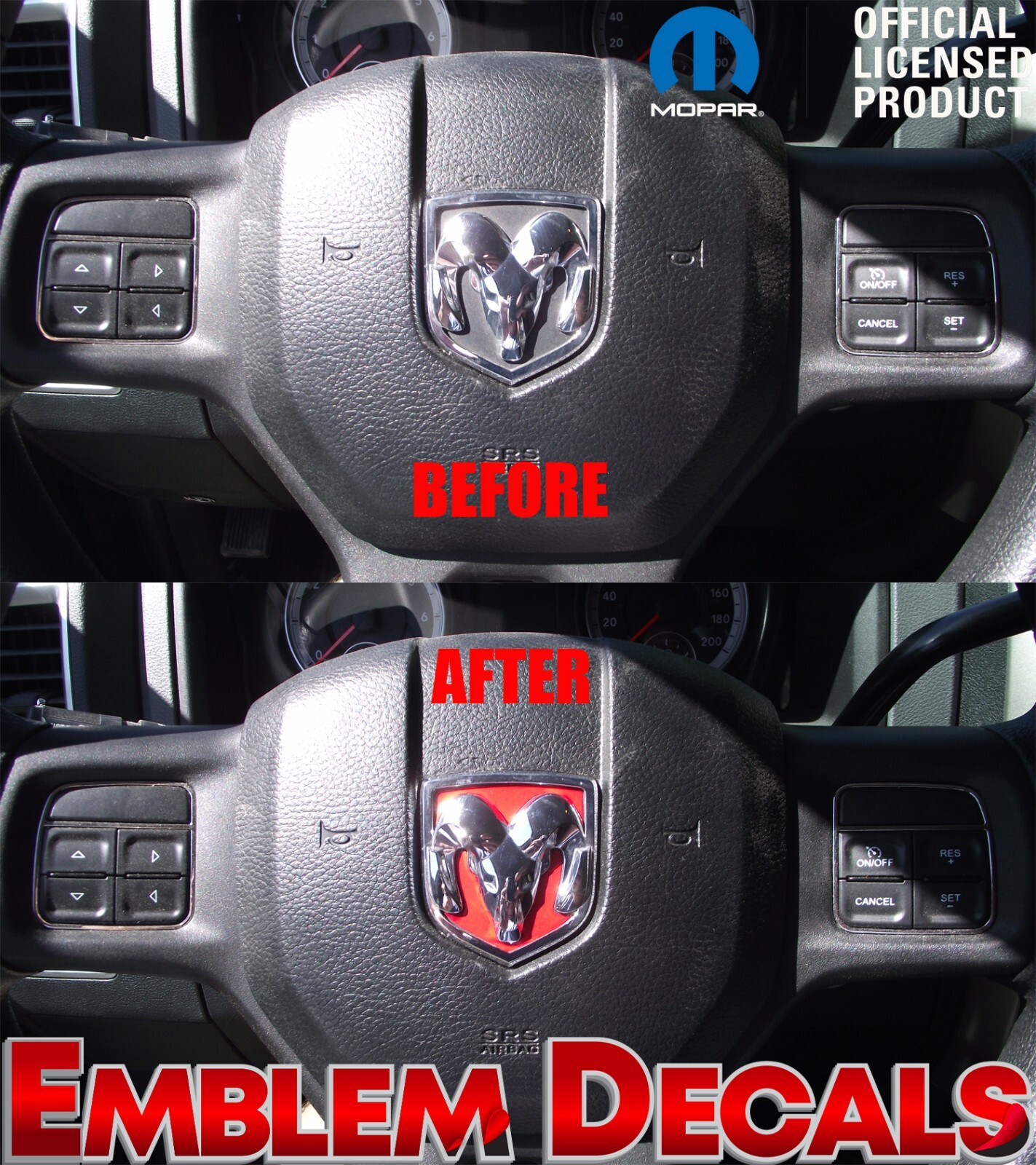 Dodge RAM 1500 Steering Wheel Head Emblem Inlays Decals 13 14 15 16 17 18 DS