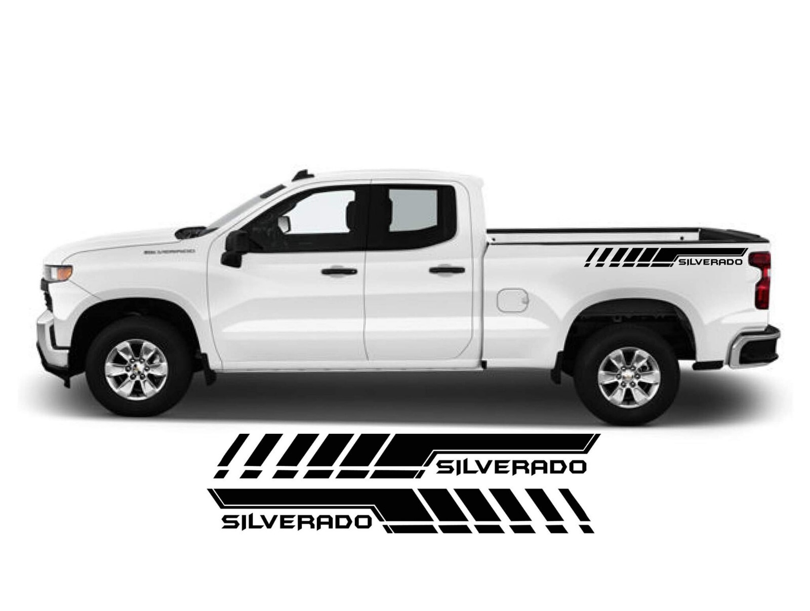 Decal Vinyl Compatible with Chevy Silverado Bedside graphics .. Both sides.