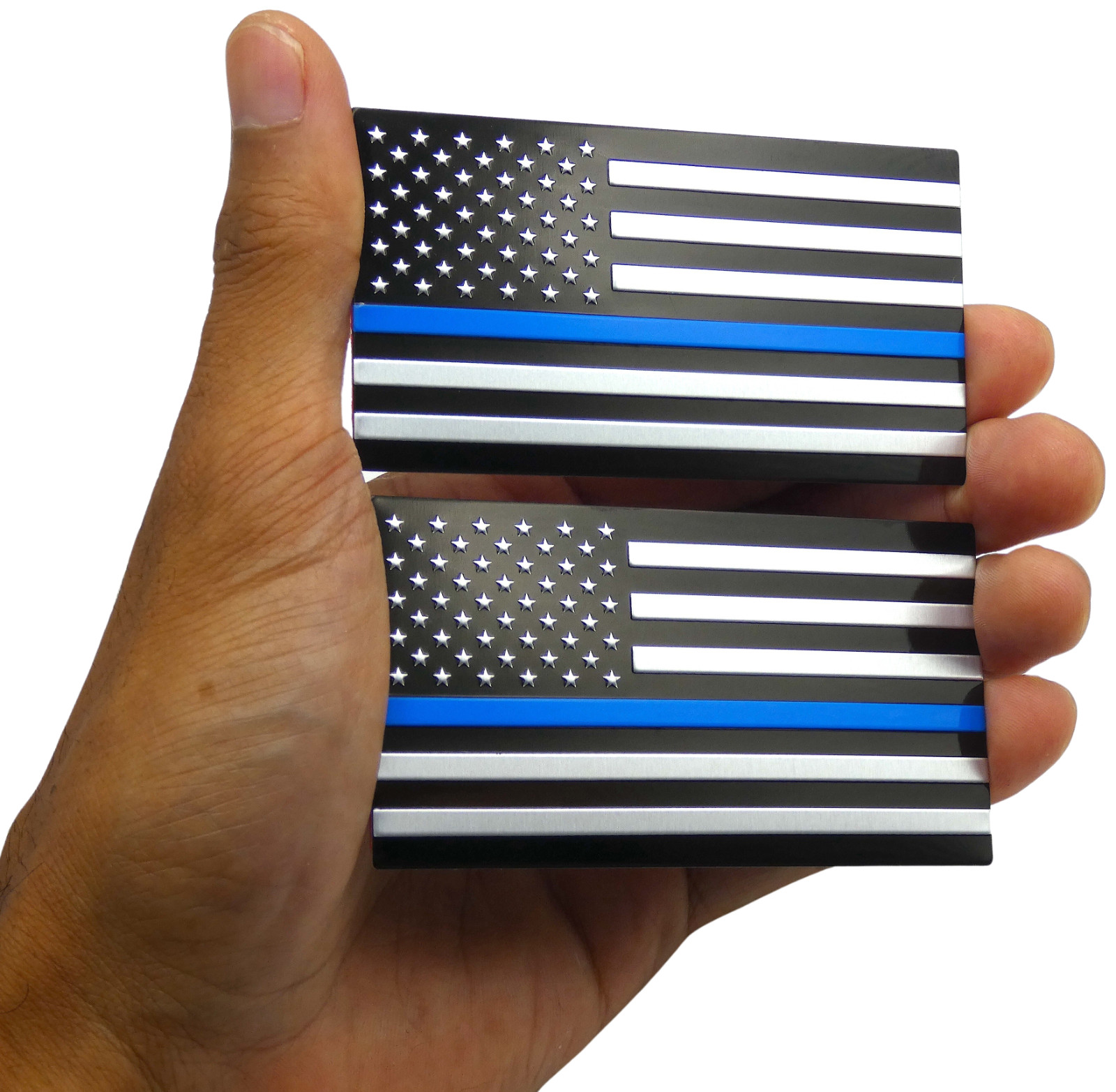 2x ALUMINUM Thin Blue Line Decal Sticker Car, Motorcycle, SUV