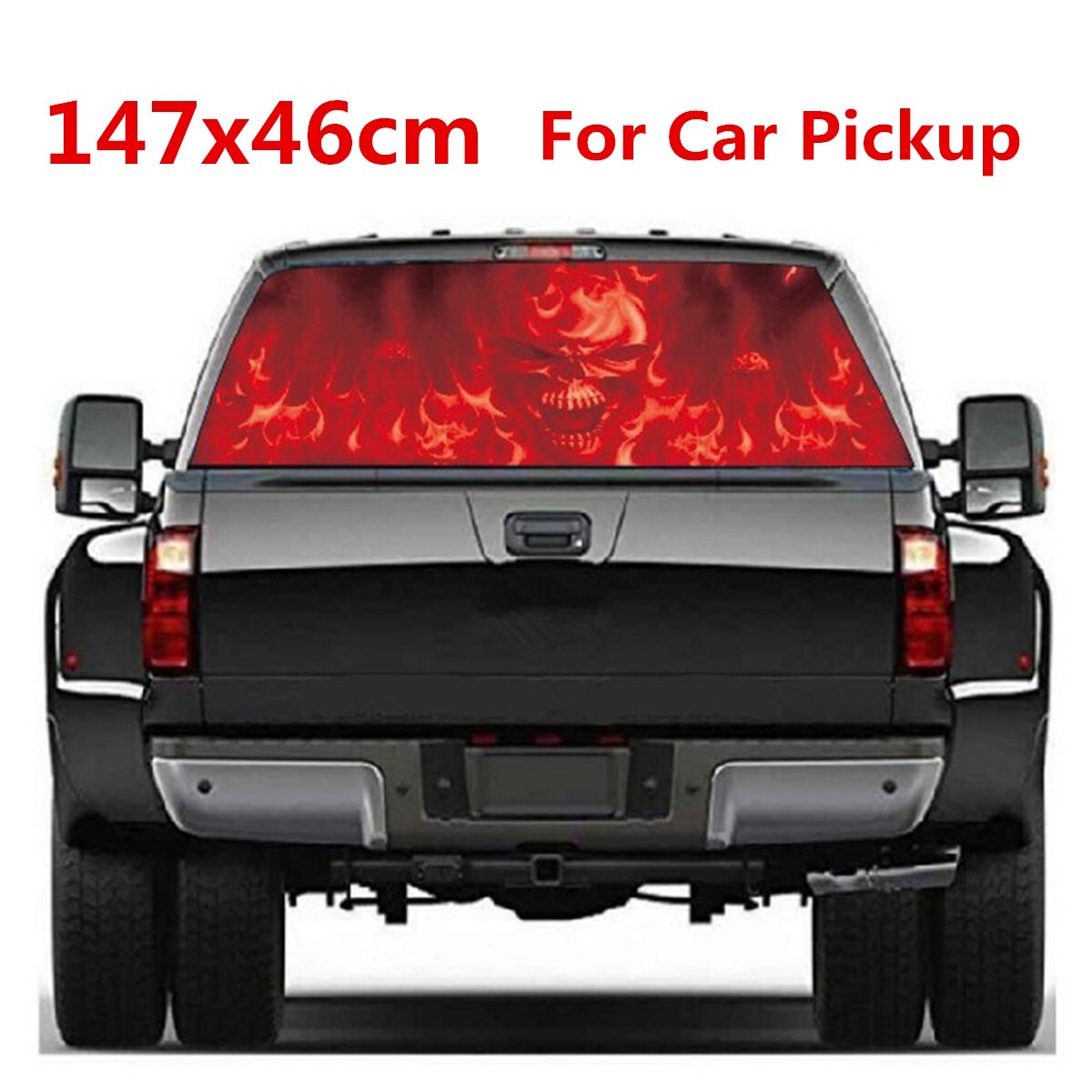 Flaming Skull Graphics Sticker Car Rear Windshield Vinyl Decal DIY Decoration