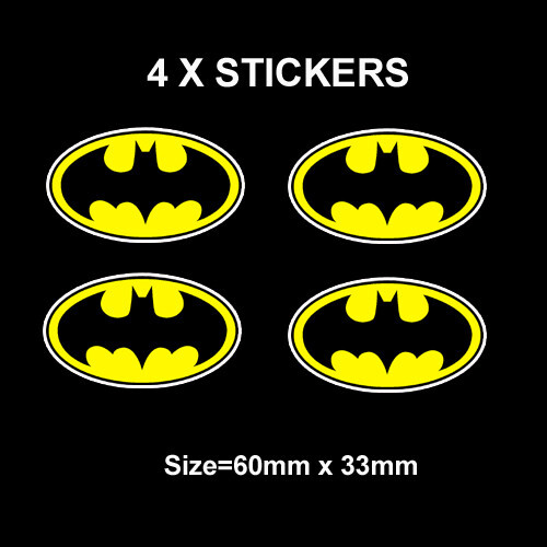 4 X BATMAN LOGO STICKERS – VINYL, CAR, SKATEBOARD, MOTORBIKE, SUPERHERO