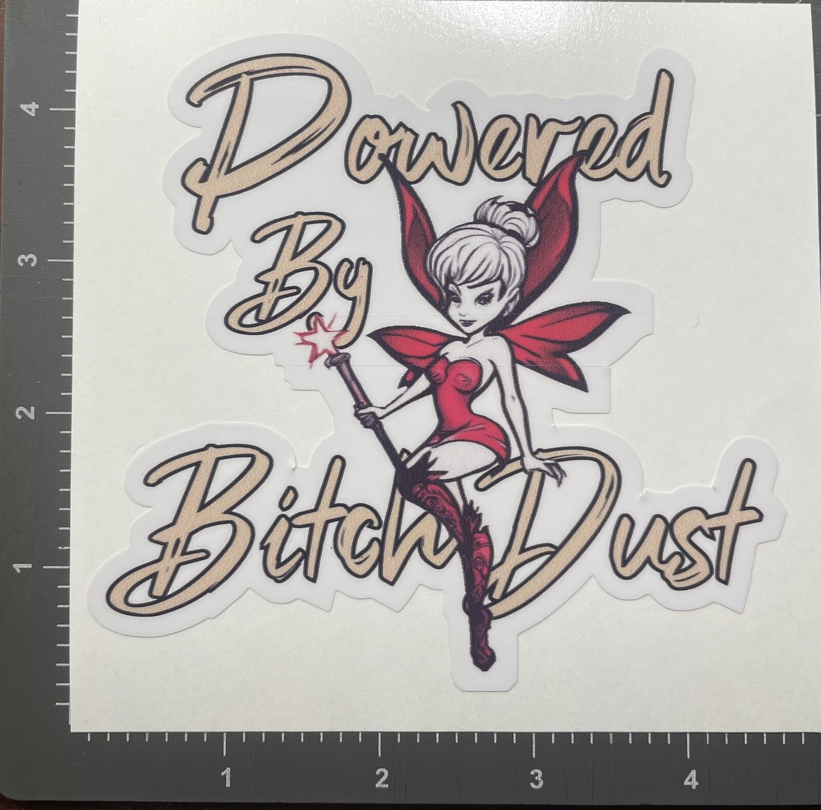 Tinkerbell Powered By BITCH DUST decal sticker Disney Funny Mom Pixie Tink Sexy