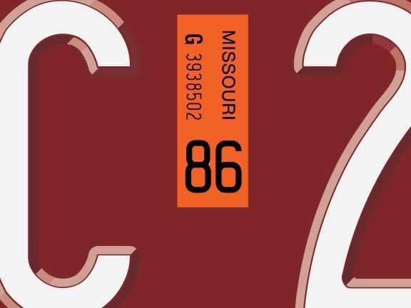 Missouri license plate registration sticker, 1980 to 1987
