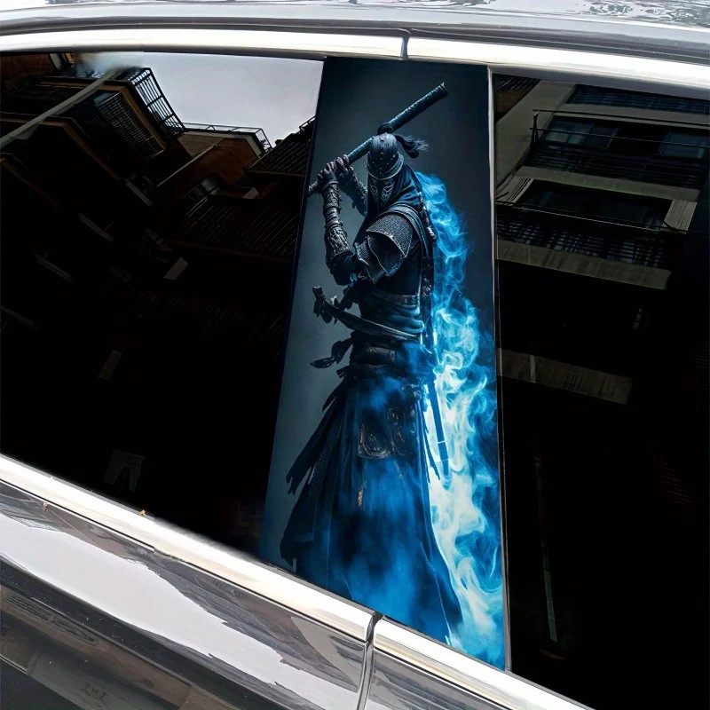 2-Piece Blue Ninja Killer Car Pillar Sticker Waterproof and Scratch Resistant