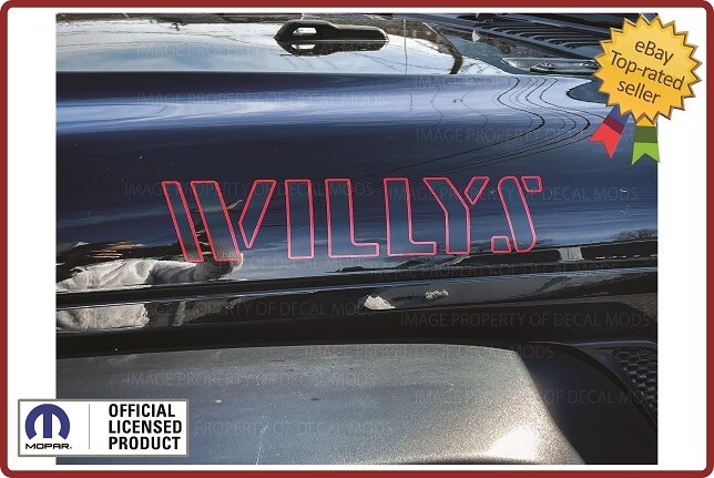 2x Jeep Gladiator WILLYS Hood Vinyl Decals Graphics Stickers Black Red FK2G2
