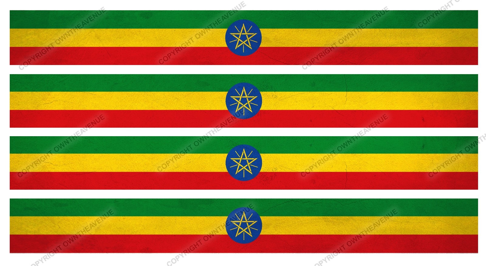 4Pcs Ethiopia Ethiopian Racing Stripes Vintage Style Flag Sticker Decals 6″