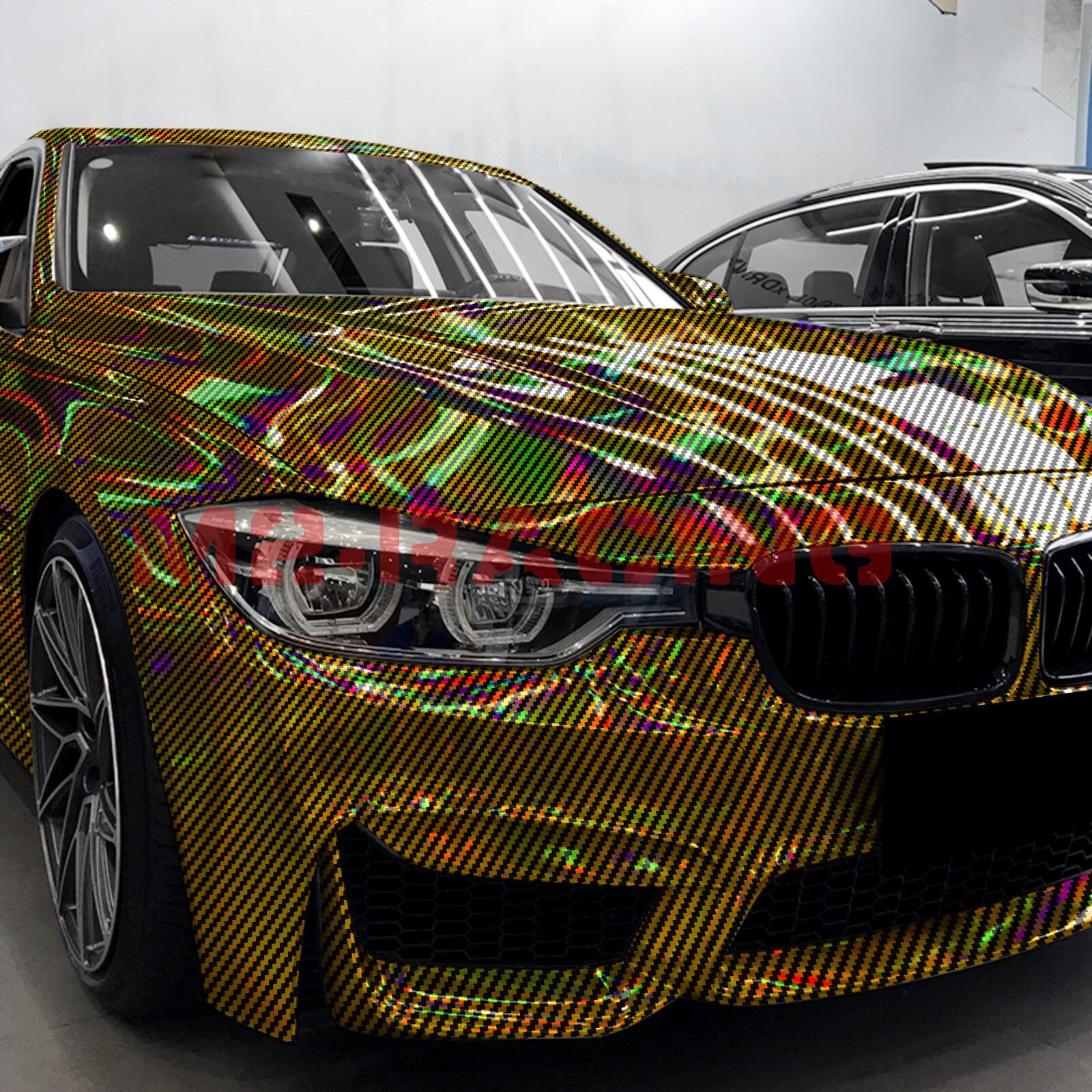 Holographic Carbon Fiber Gold Laser Chrome Car Vinyl Wrap Sheet Decal Sticker