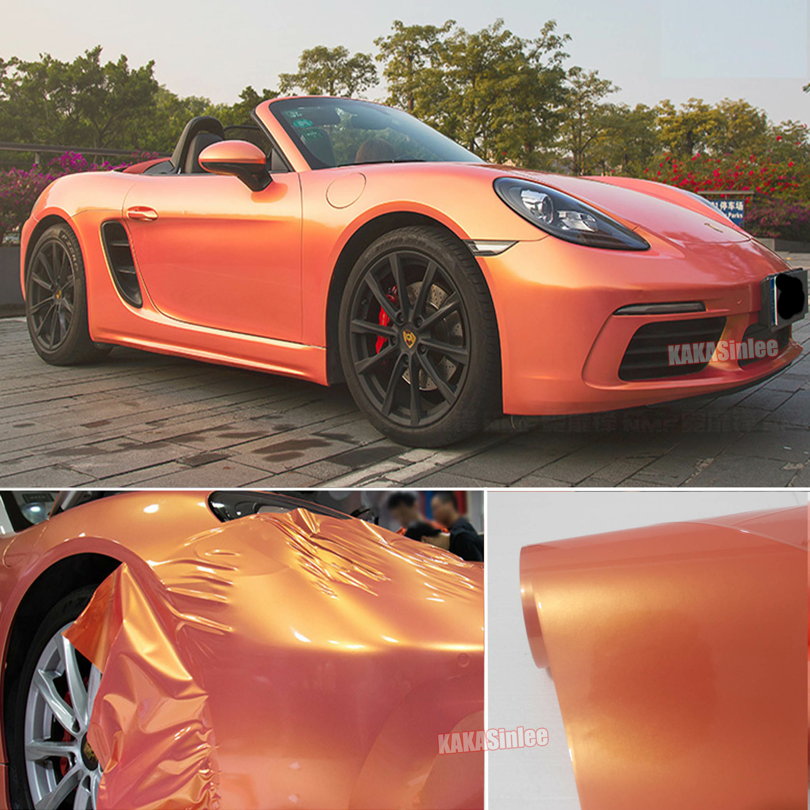 50FT x 5FT Car Wrap Gold Pink Film Coral Chameleon Satin Chrome Vinyl Sticker US