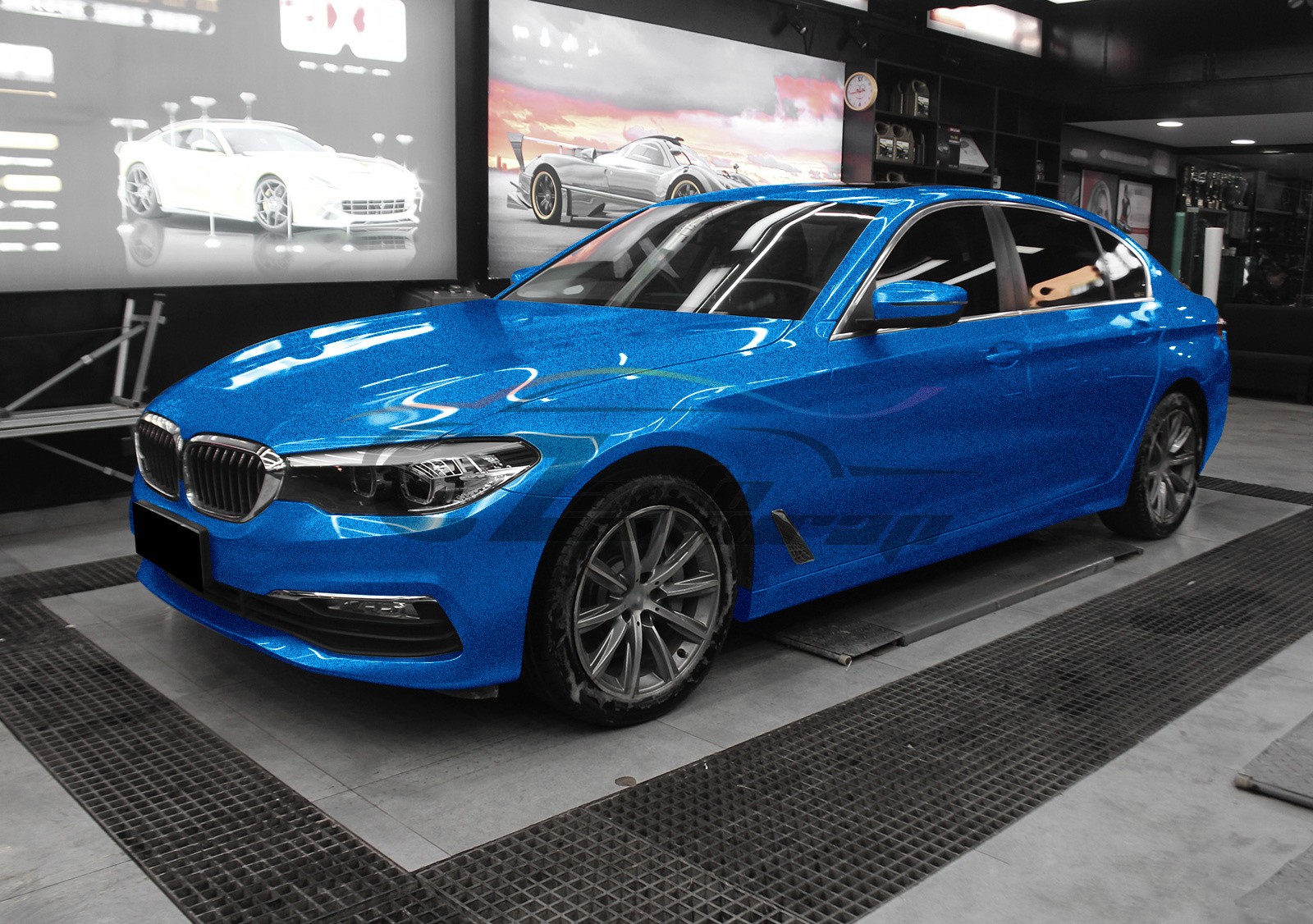 Gloss Diamond Glitter Sky Blue Metallic Car Vinyl Wrap Sticker Bubble Free