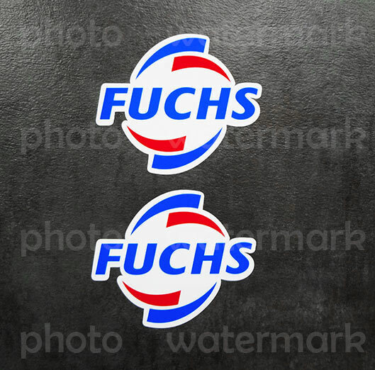 2x FUCHS Sticker Graphic Decals Moto Racing Rally, BTCC, Oil, MotoGP Lubricants