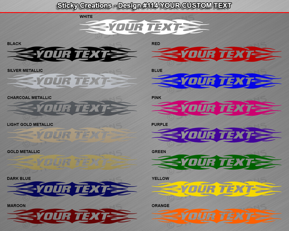 Design #114 Personalized Decal Sticker Vinyl Graphic Windshield Window Car Truck