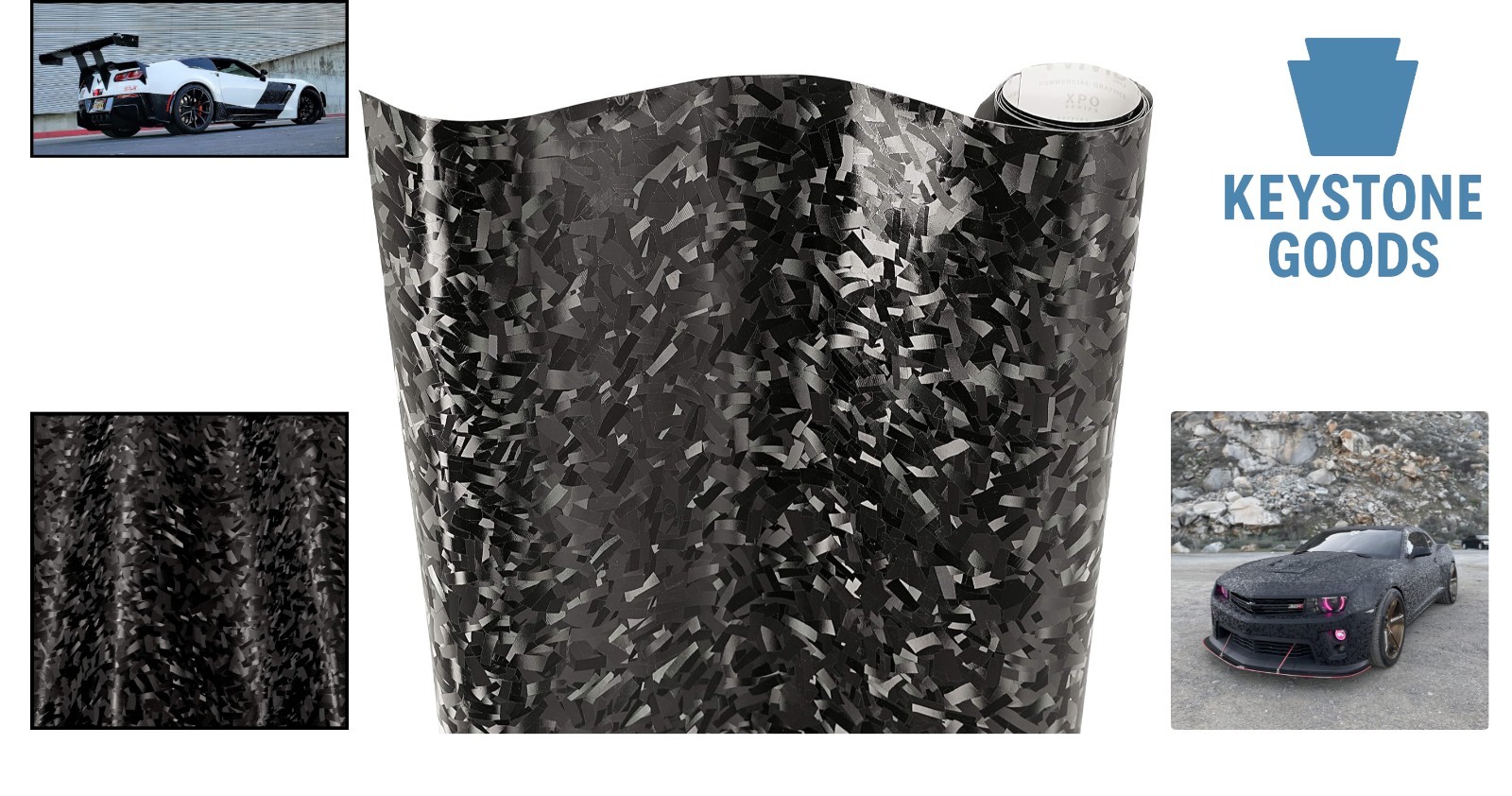 Forged Composite Carbon Vinyl Wrap Roll – Black, 1ft x 5ft for Cars
