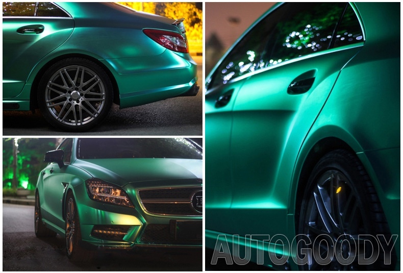 36″ x 60″ Satin Matte Chrome Metallic Teal Green Vinyl Film Wrap Bubble Free