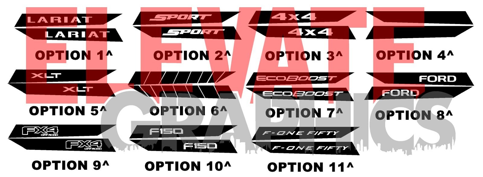 2021-2024 For Ford F-150 Wide Hood Stickers Spear Stripes Vinyl 3M Auto Decals