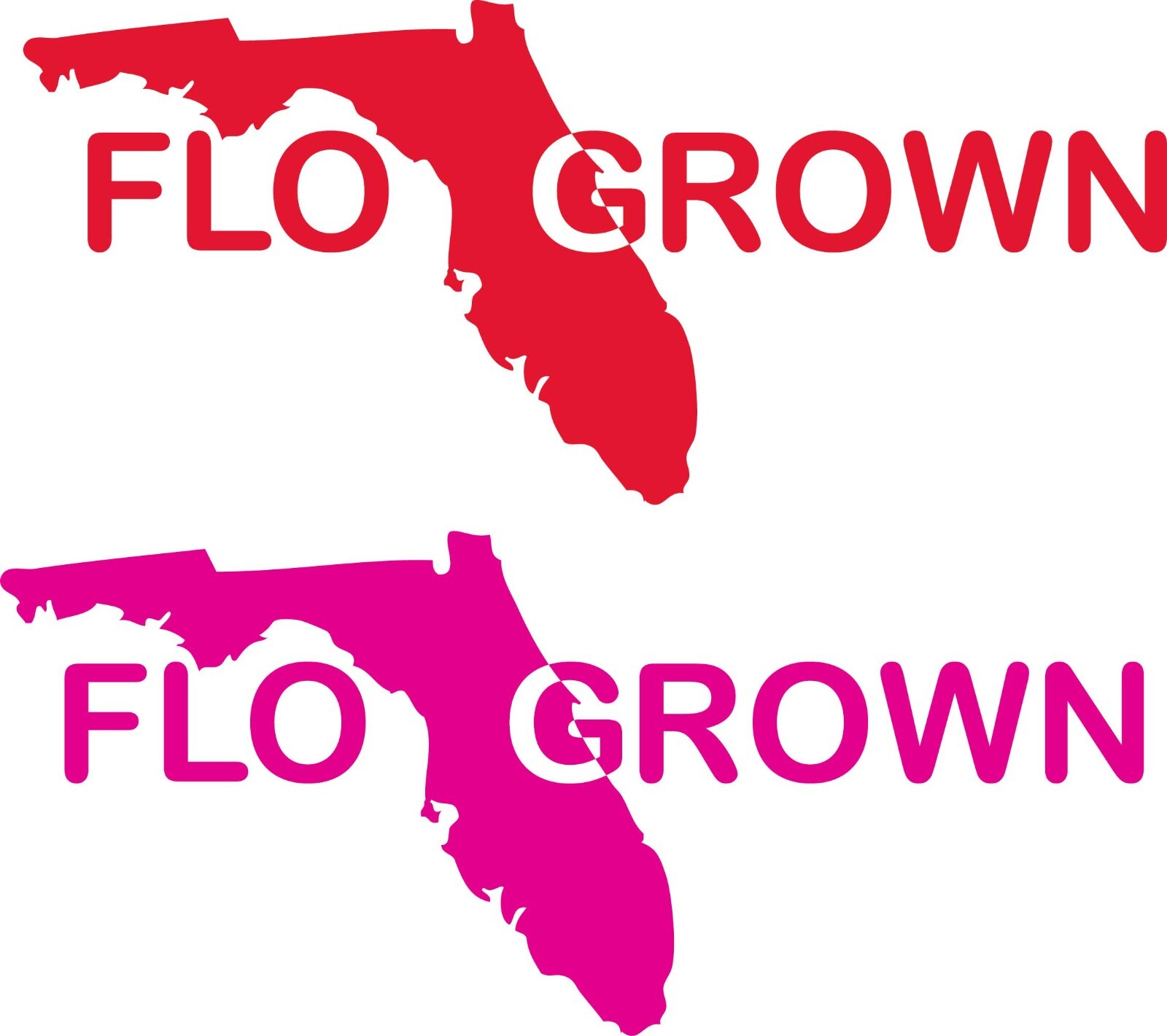 FLO GROWN Florida Die Cut Decal Size 3.25″ x 7.25″ Choose Colors p410