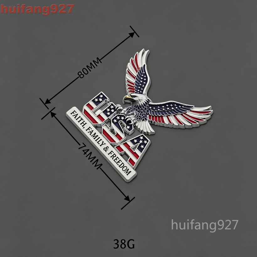 Metal Car Trunk Tailgate Fuel Tank Body Badge 3D USA Eagle Flag Emblem Decal