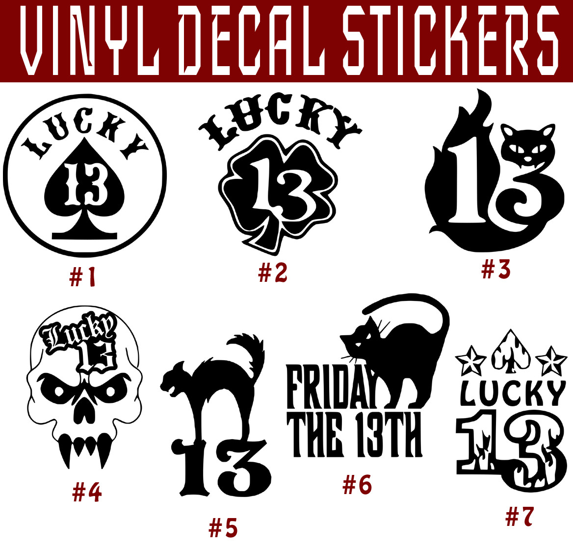 Lucky 13 Vinyl Decal Sticker Car Wall Window Laptop Animal Cat Friday