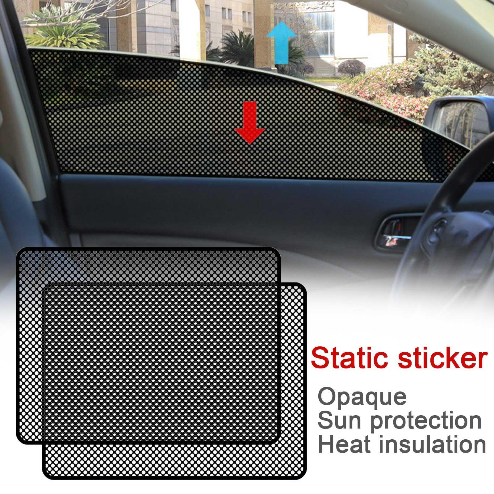 2pcs Car Side Window Mesh Film Net Sun Shade Static Sticker UV Protector