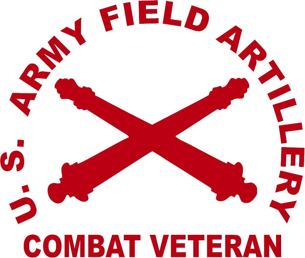 “U S ARMY FIELD ARTILLERY COMBAT VET” 3 Mil Vinyl Sticker for Car/Truck Window